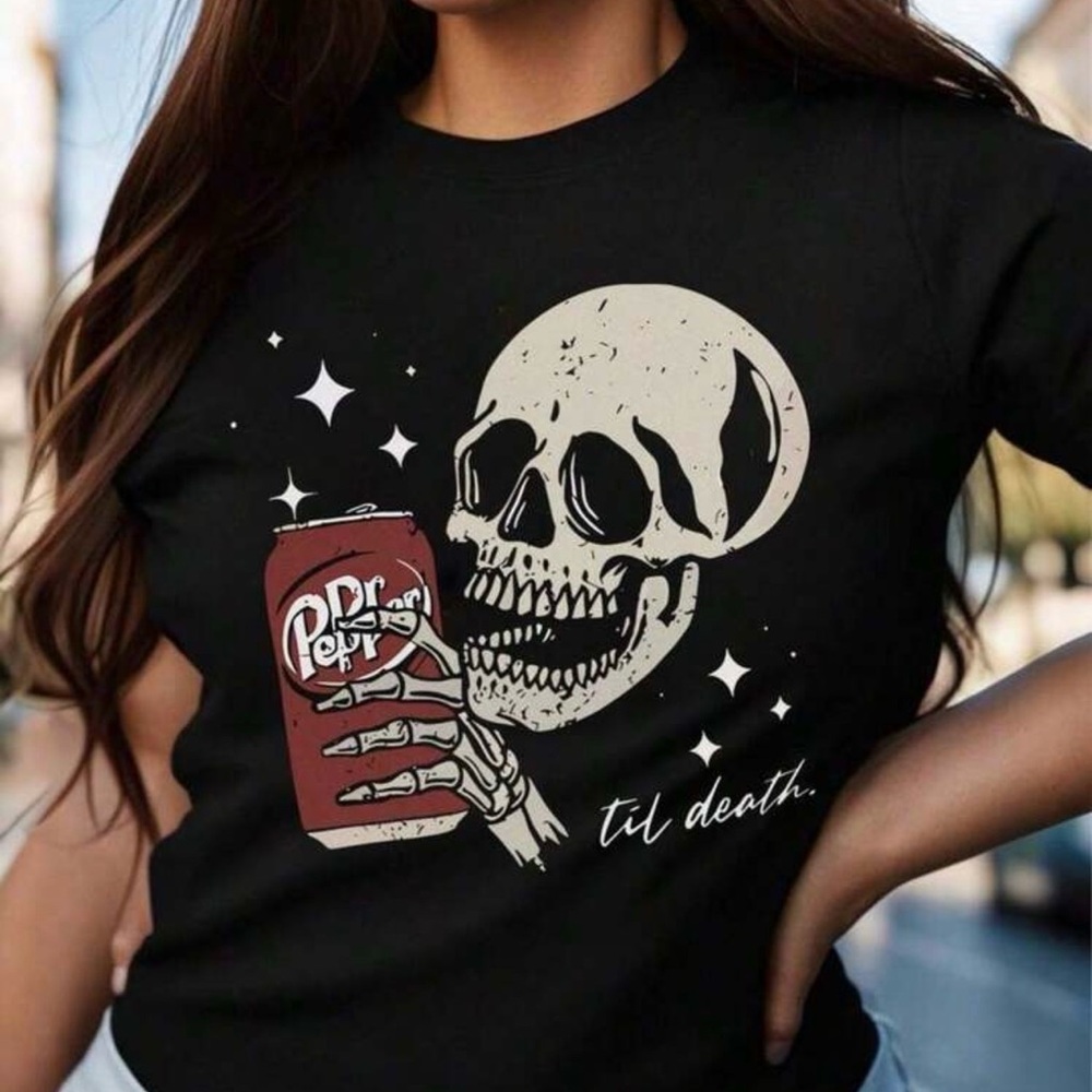 Til Death Skull Graphic Tee - Black